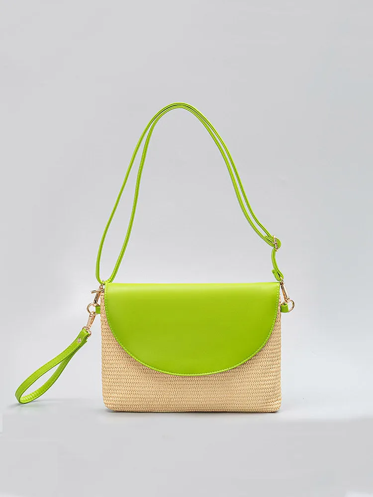 Detachable Shoulder Strap Grass Woven Clutch