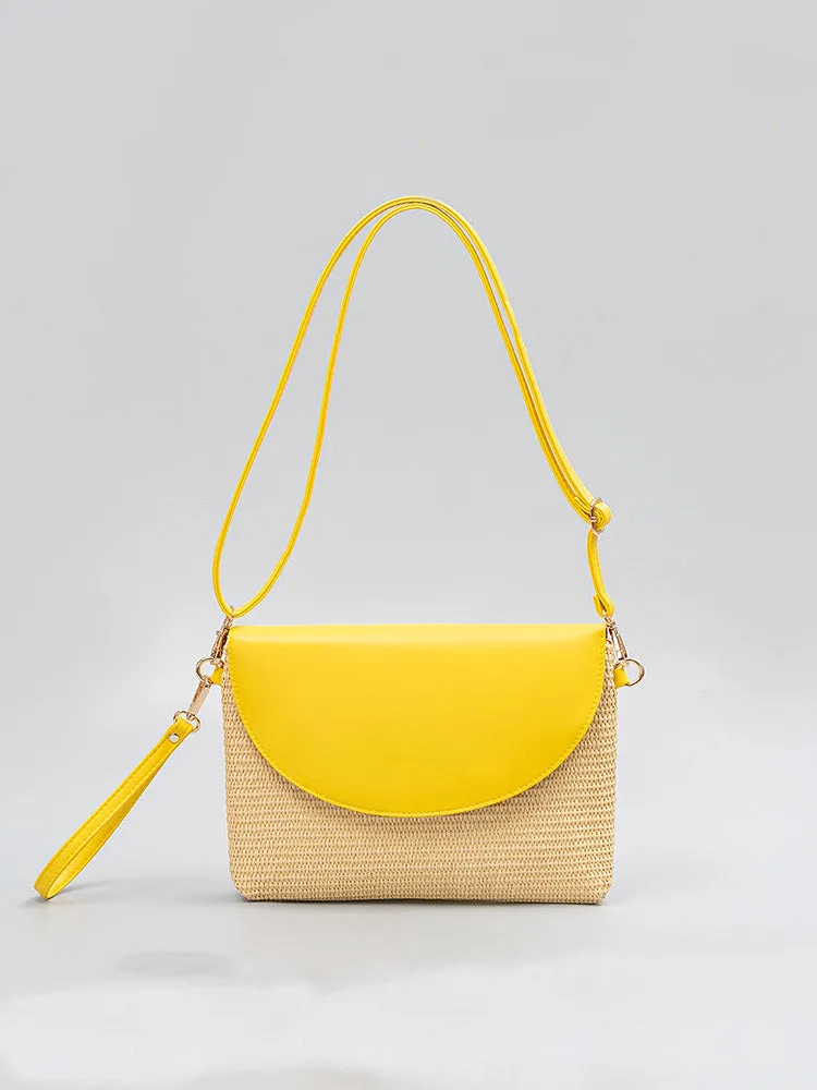 Detachable Shoulder Strap Grass Woven Clutch