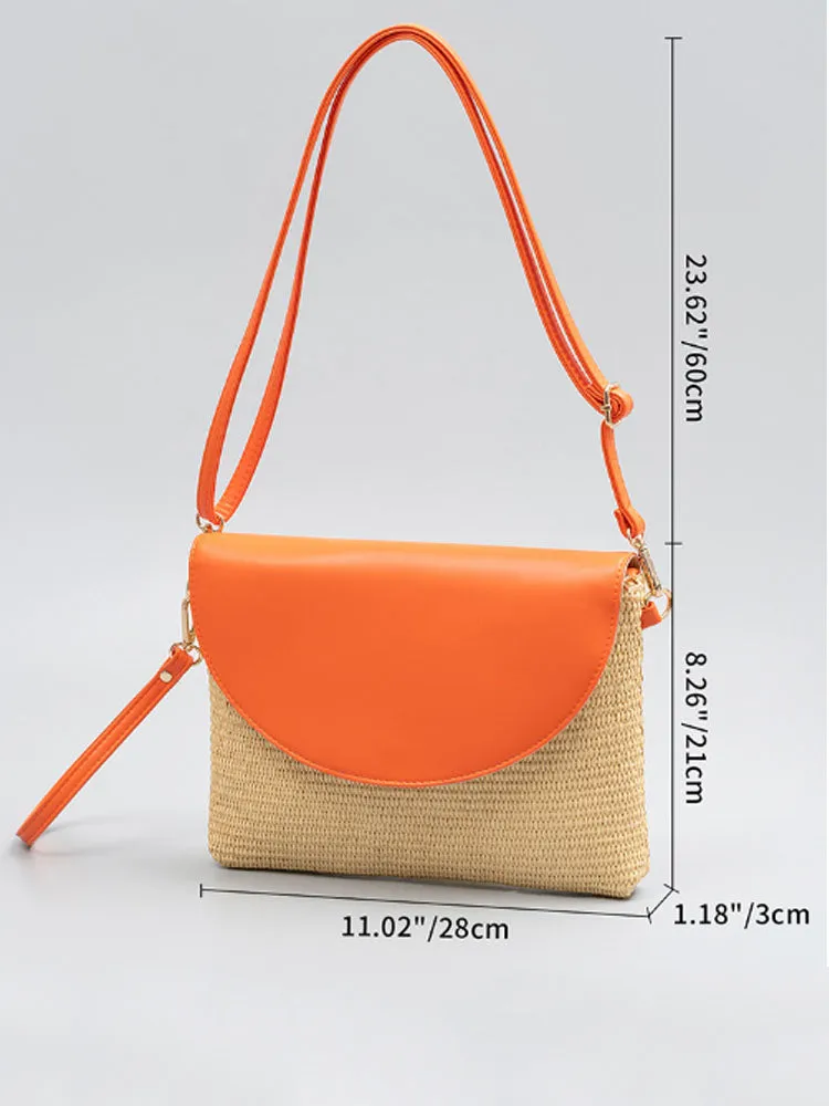 Detachable Shoulder Strap Grass Woven Clutch