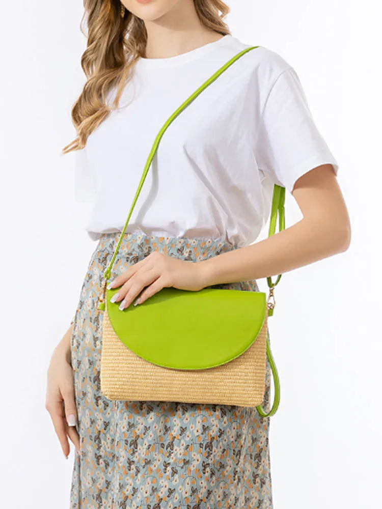 Detachable Shoulder Strap Grass Woven Clutch