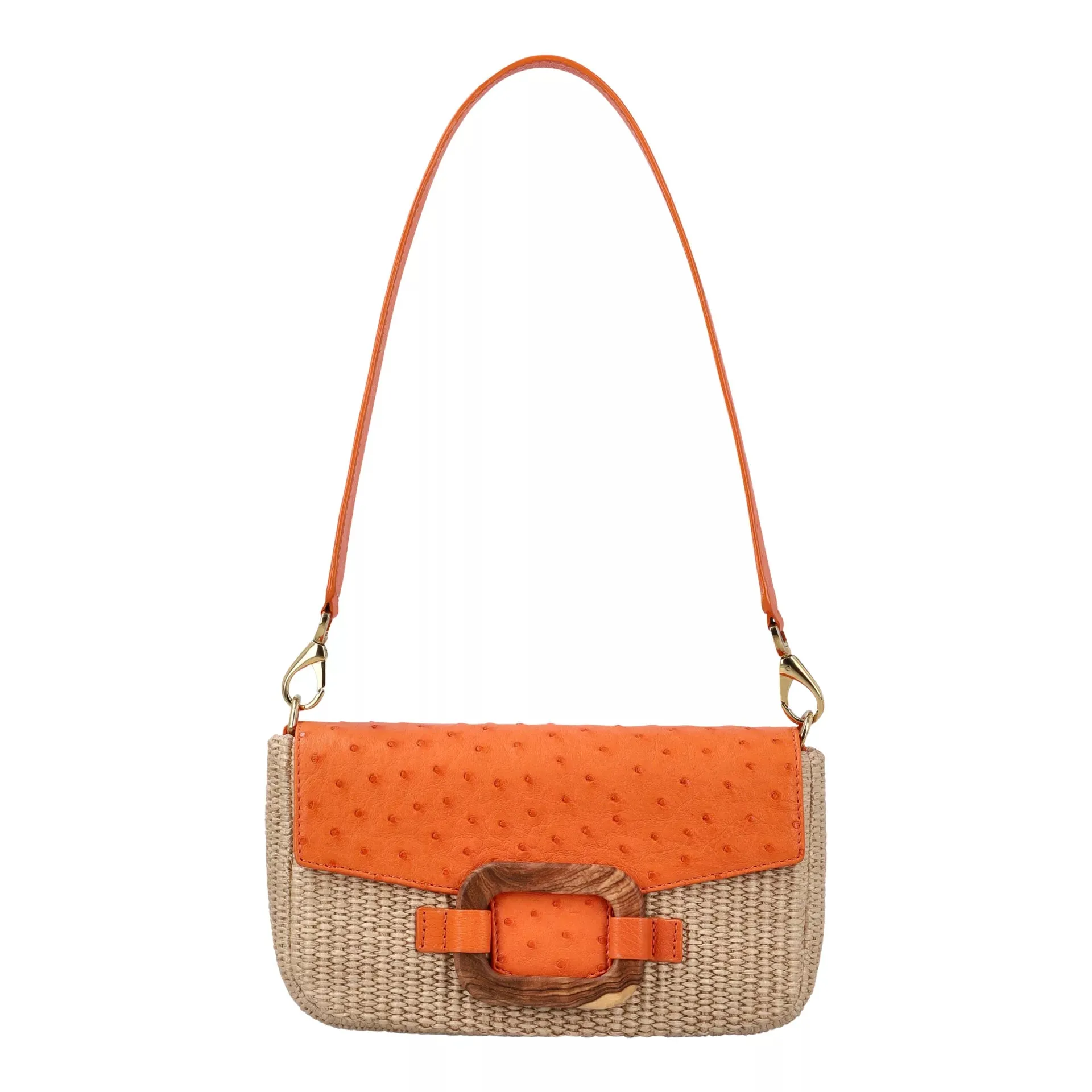 DEYA RAFFIA OSTRICH TANGERINE