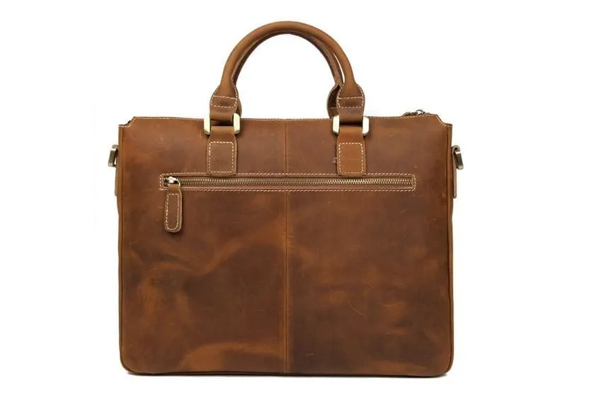 Distressed Brown Leather Womens Laptop Messenger Bag