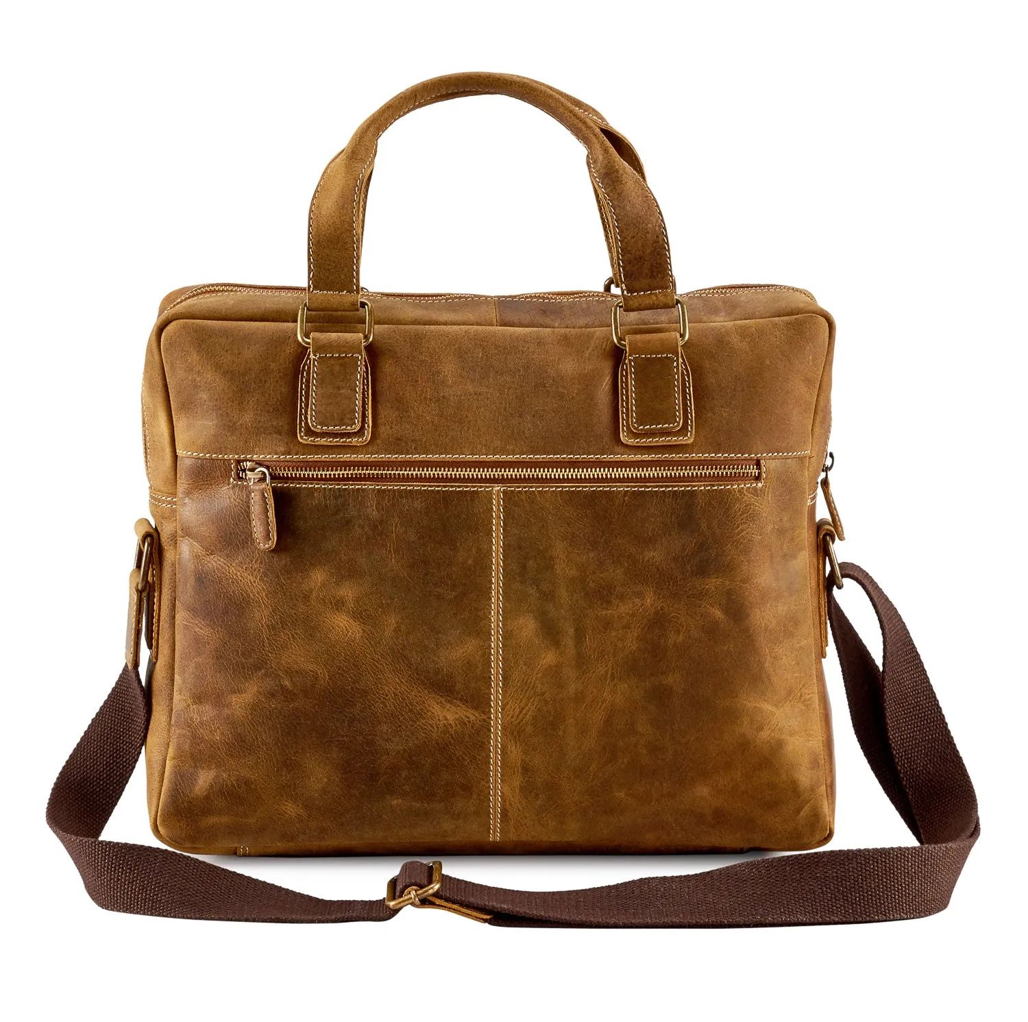 Distressed Leather Hunter Laptop Bag #MB4974