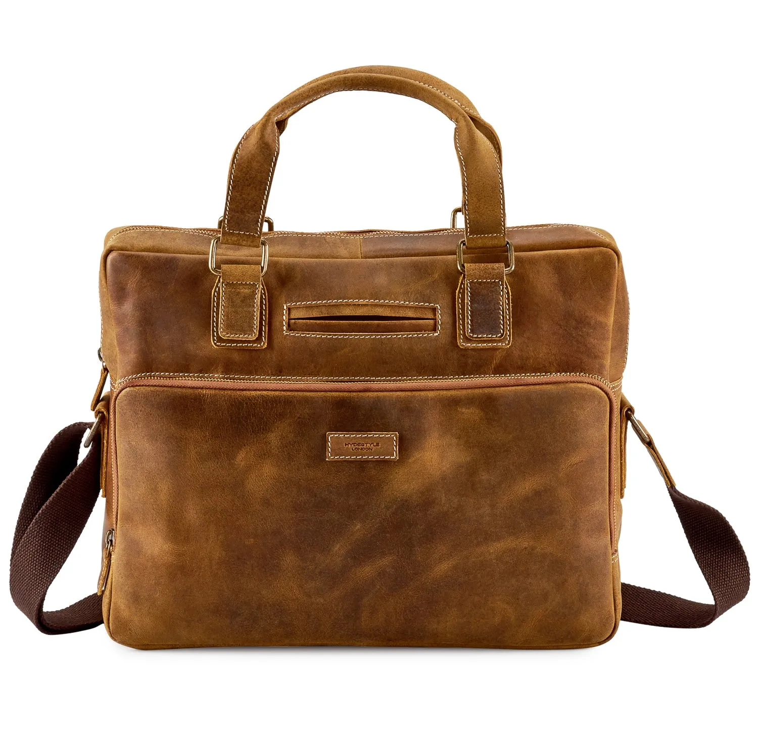 Distressed Leather Hunter Laptop Bag #MB4974