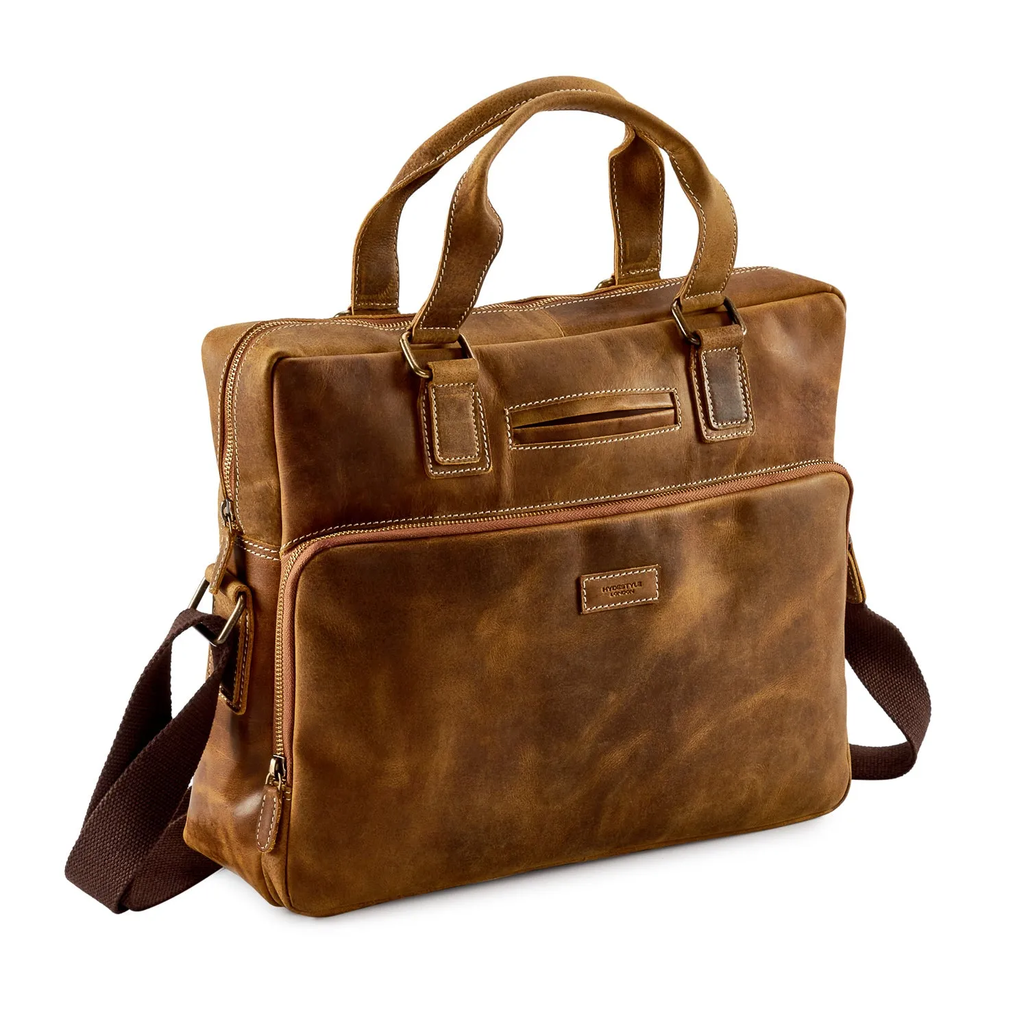 Distressed Leather Hunter Laptop Bag #MB4974