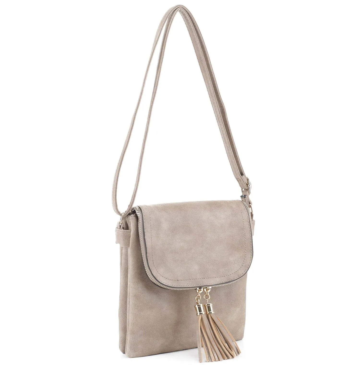 DJ96152 BJ6152 Monogrammable Flap-over Two Compartment Crossbody With Tassels