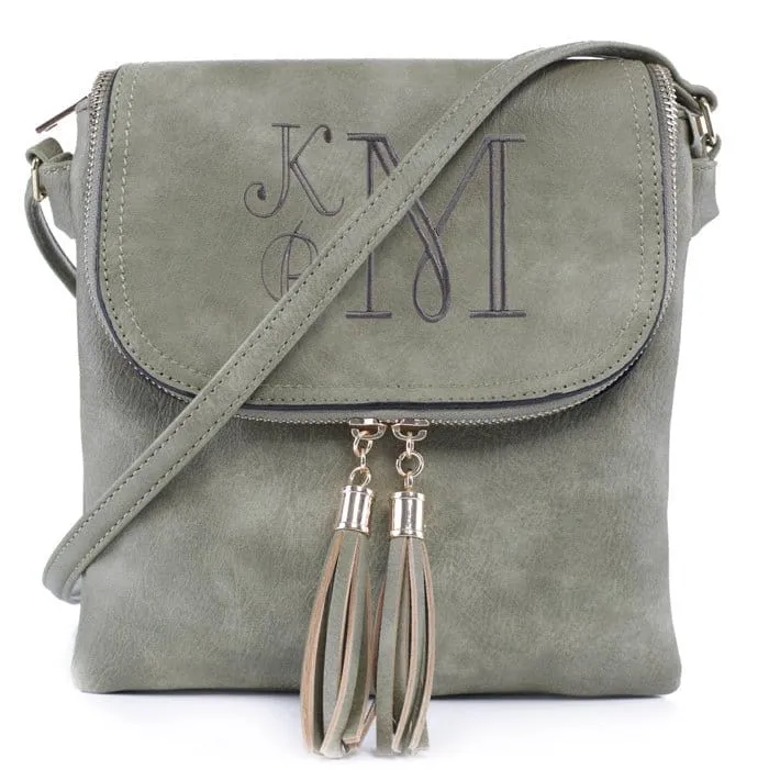 DJ96152 BJ6152 Monogrammable Flap-over Two Compartment Crossbody With Tassels