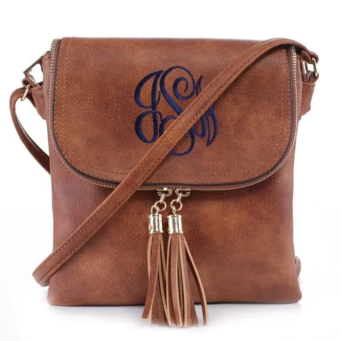 DJ96152 BJ6152 Monogrammable Flap-over Two Compartment Crossbody With Tassels