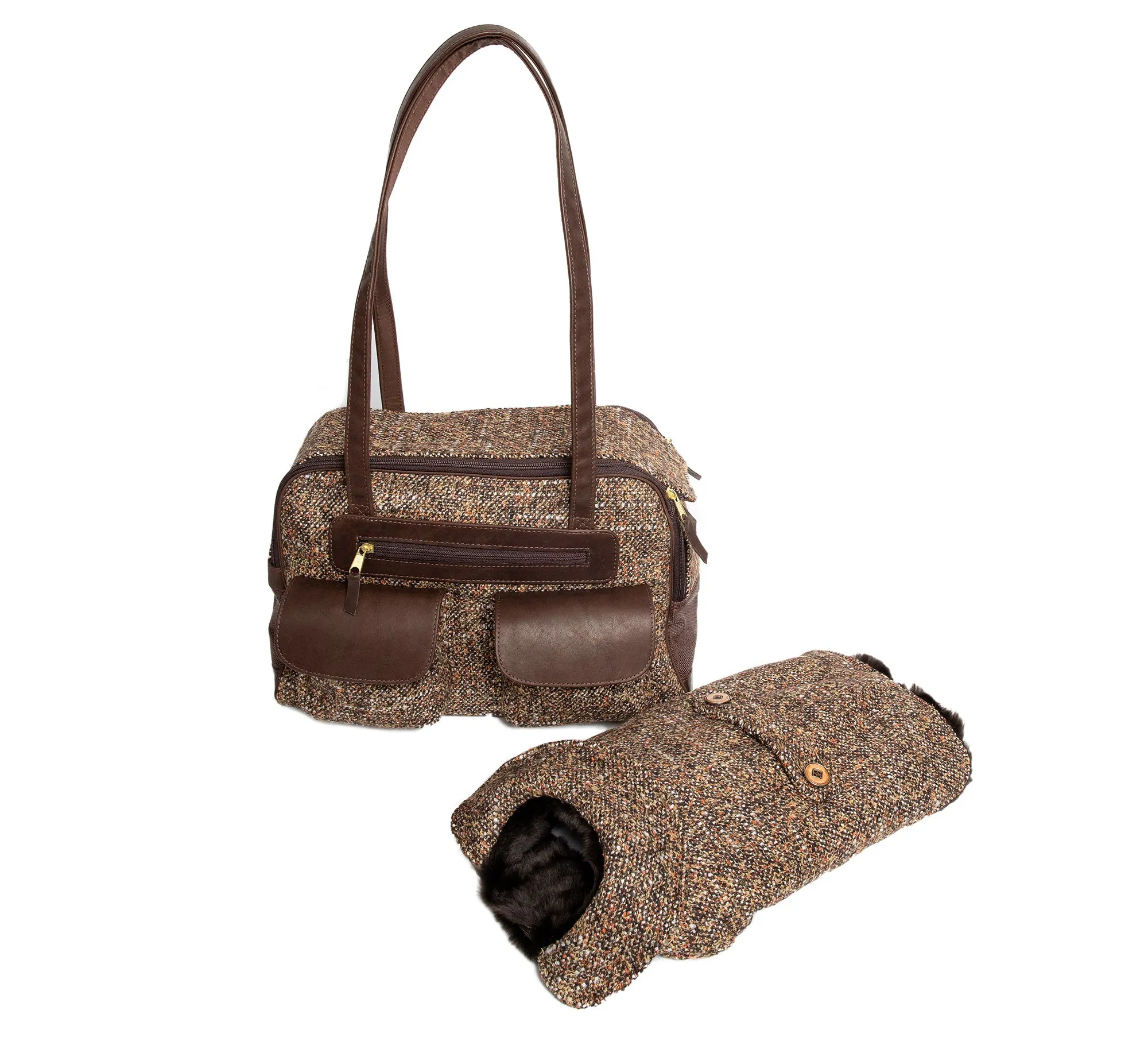 Dog Carrier - Winter - Brown Wool - Tweed Carriers