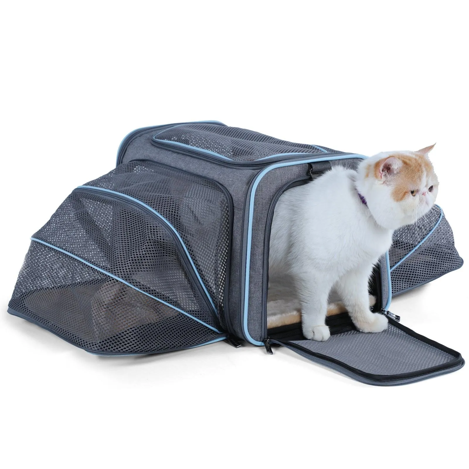 Double-Sided Expandable Soft Portable Pet Carrier with Dual Access