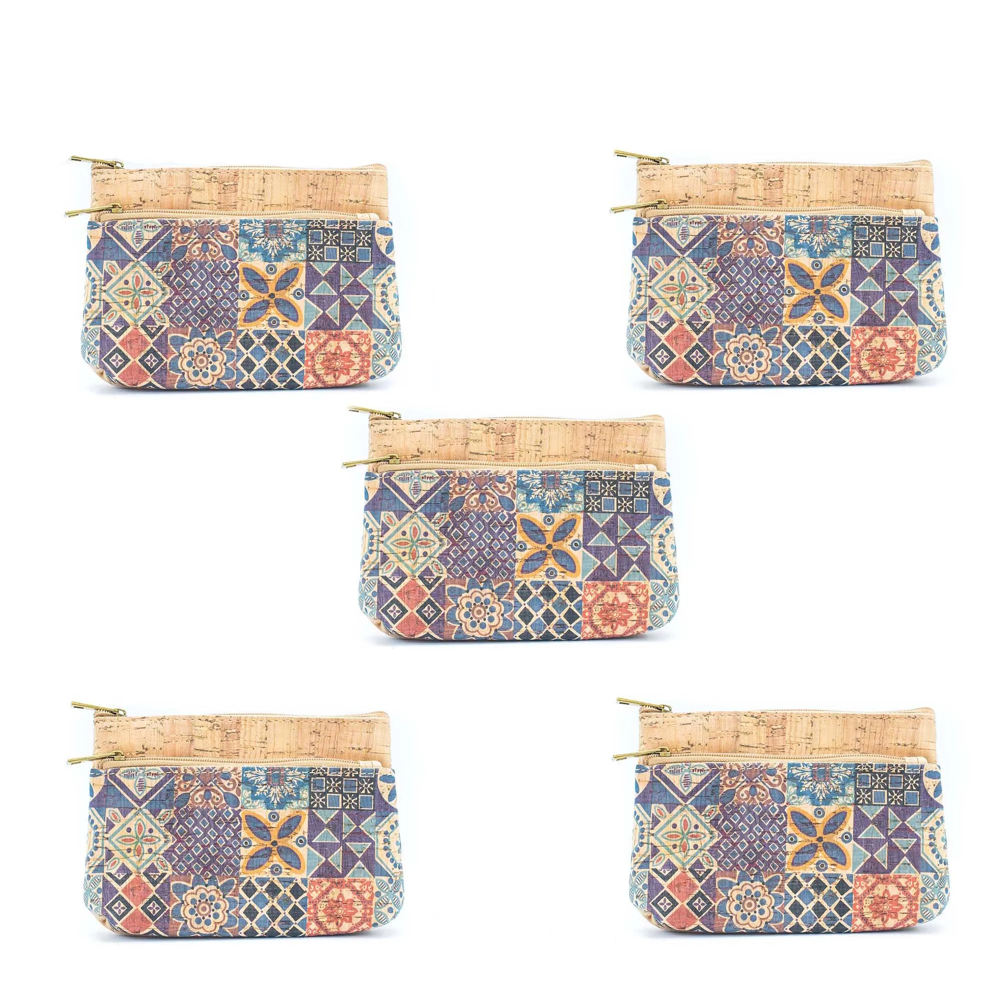 Double Zipper Cork Pouch Coin Purse BAGD-302 (10units)