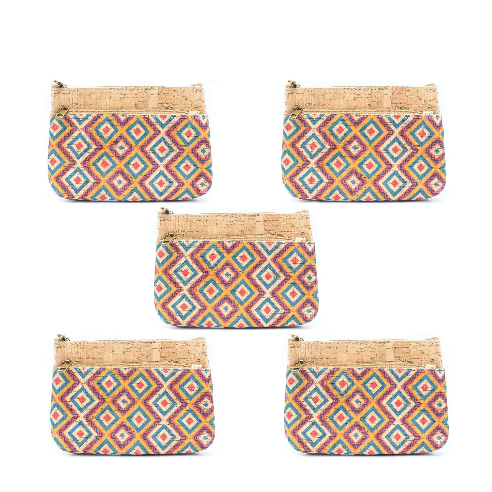 Double Zipper Cork Pouch Coin Purse BAGD-302 (10units)