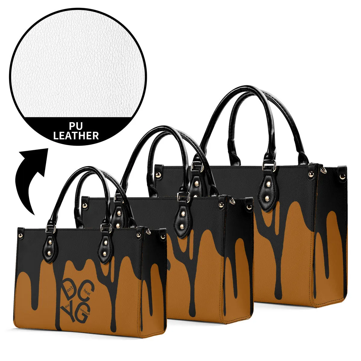 DRIP LO Black Logo & Brown Multiple Sizes Upgraded Luxury Women PU Leather Handbag