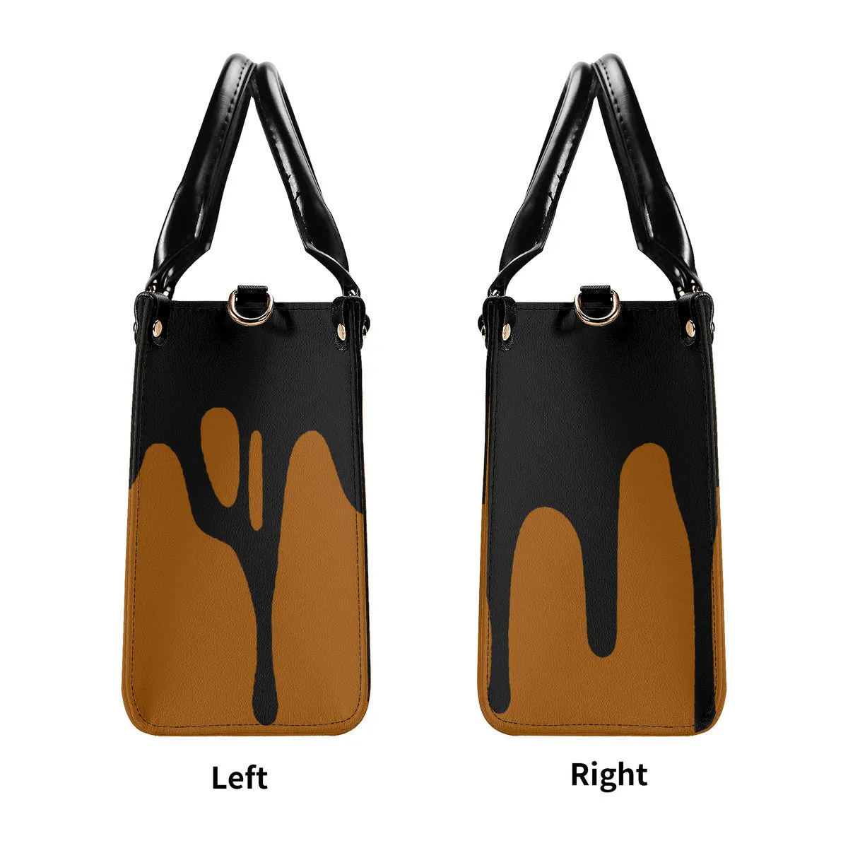 DRIP LO Black Logo & Brown Multiple Sizes Upgraded Luxury Women PU Leather Handbag