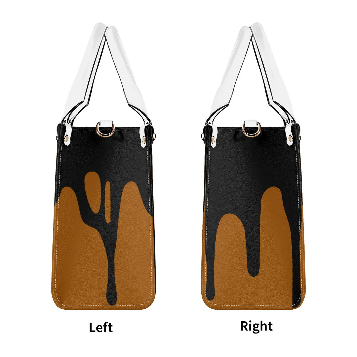 DRIP LO Black Logo & Brown Multiple Sizes Upgraded Luxury Women PU Leather Handbag