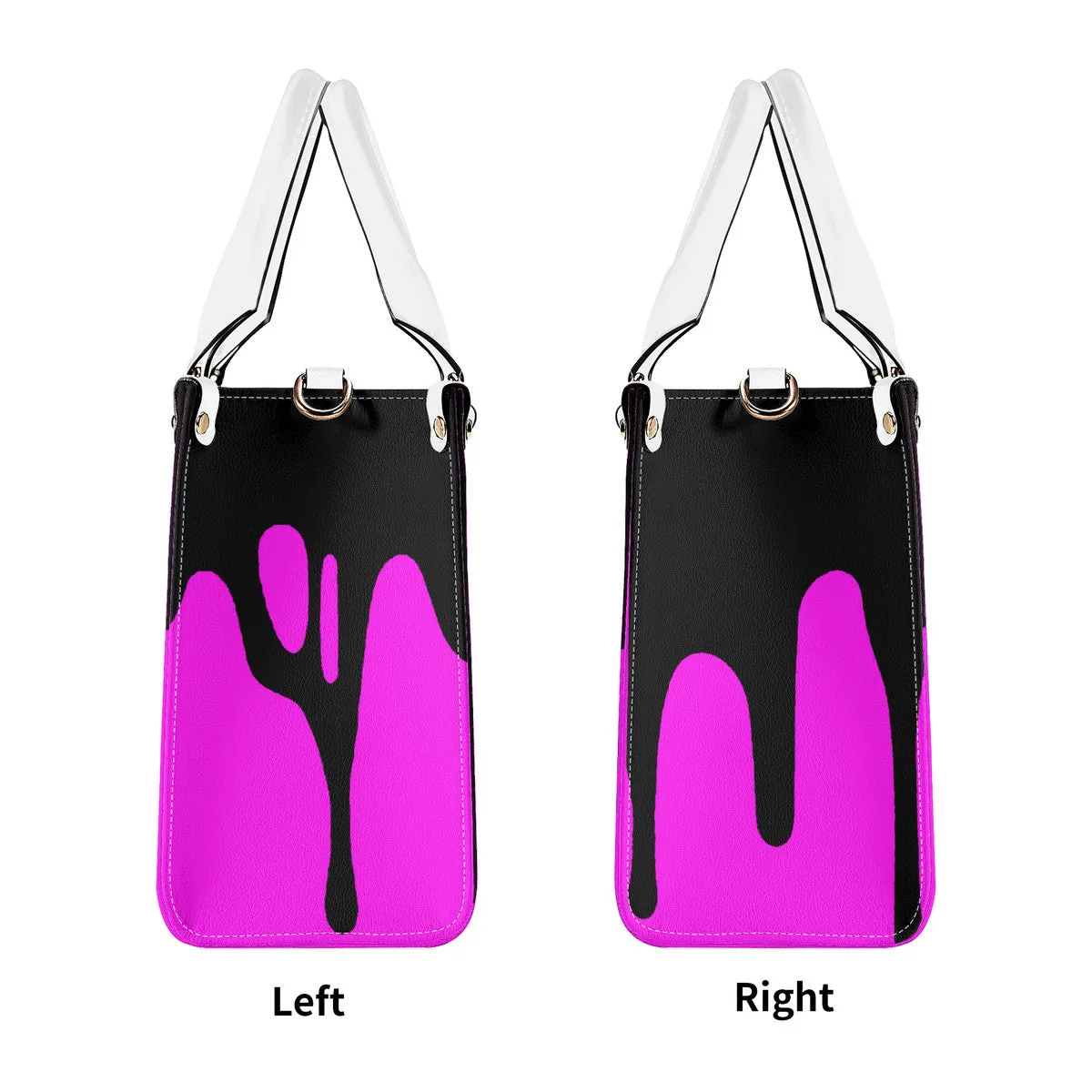 DRIP LO  Black Logo & Pink Multiple Sizes Upgraded Luxury Women PU Leather Handbag