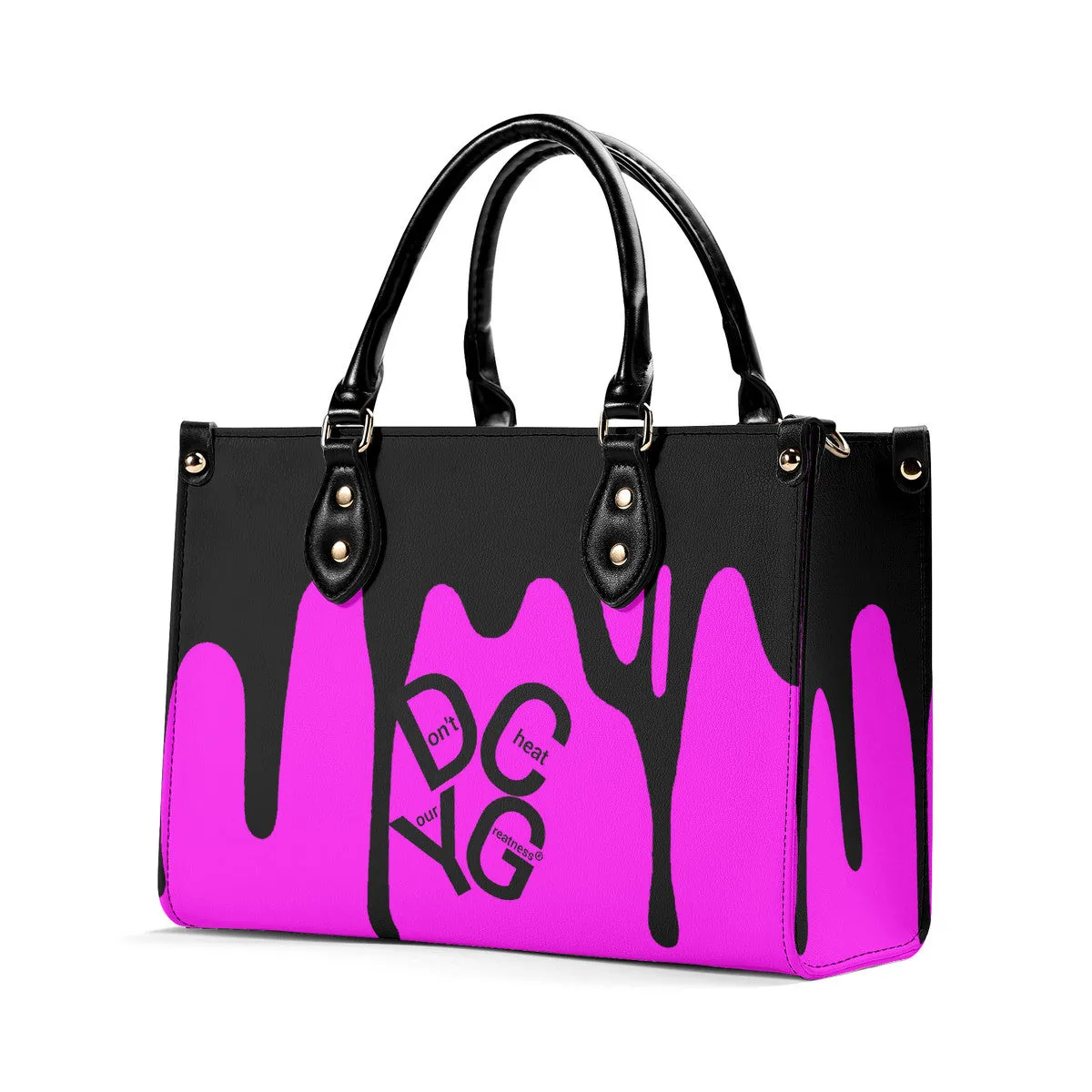 DRIP LO  Black Logo & Pink Multiple Sizes Upgraded Luxury Women PU Leather Handbag