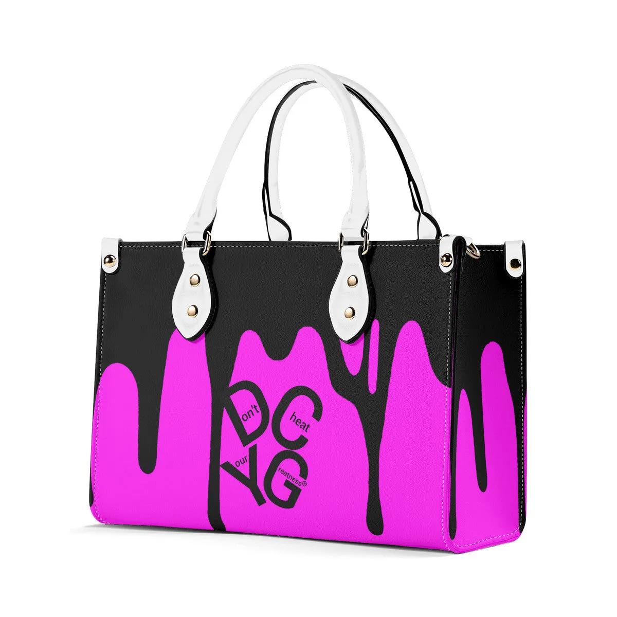 DRIP LO  Black Logo & Pink Multiple Sizes Upgraded Luxury Women PU Leather Handbag