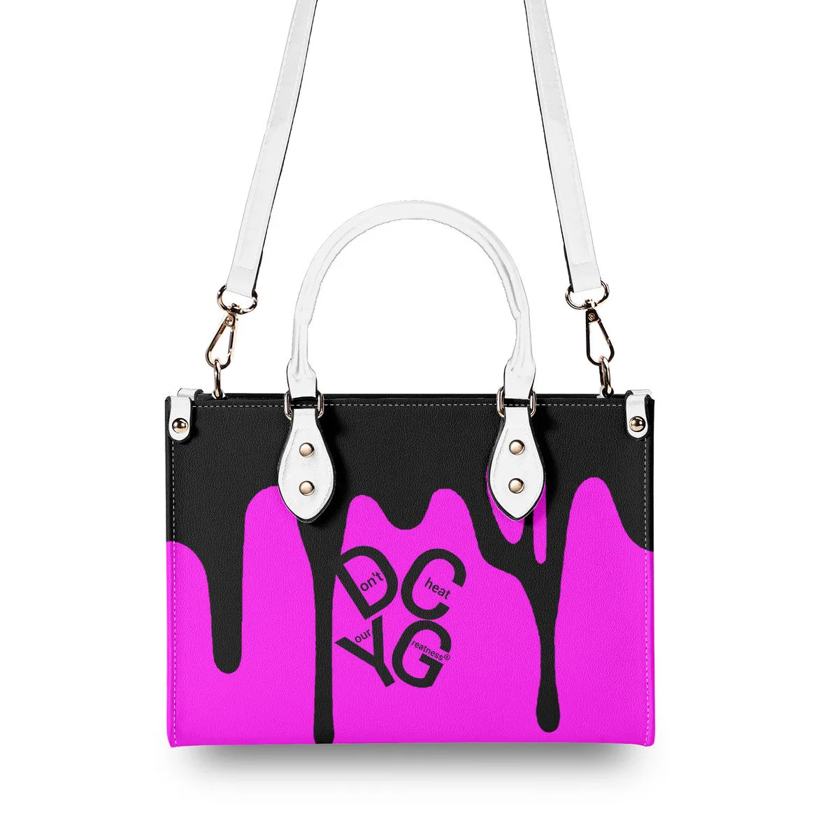 DRIP LO  Black Logo & Pink Multiple Sizes Upgraded Luxury Women PU Leather Handbag