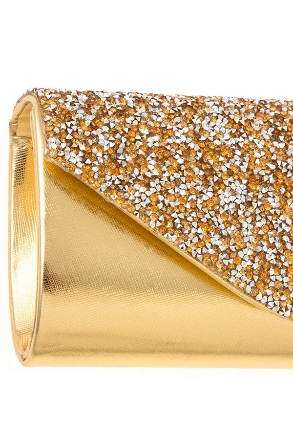 Encrusted rhinestone pave evening clutch bag