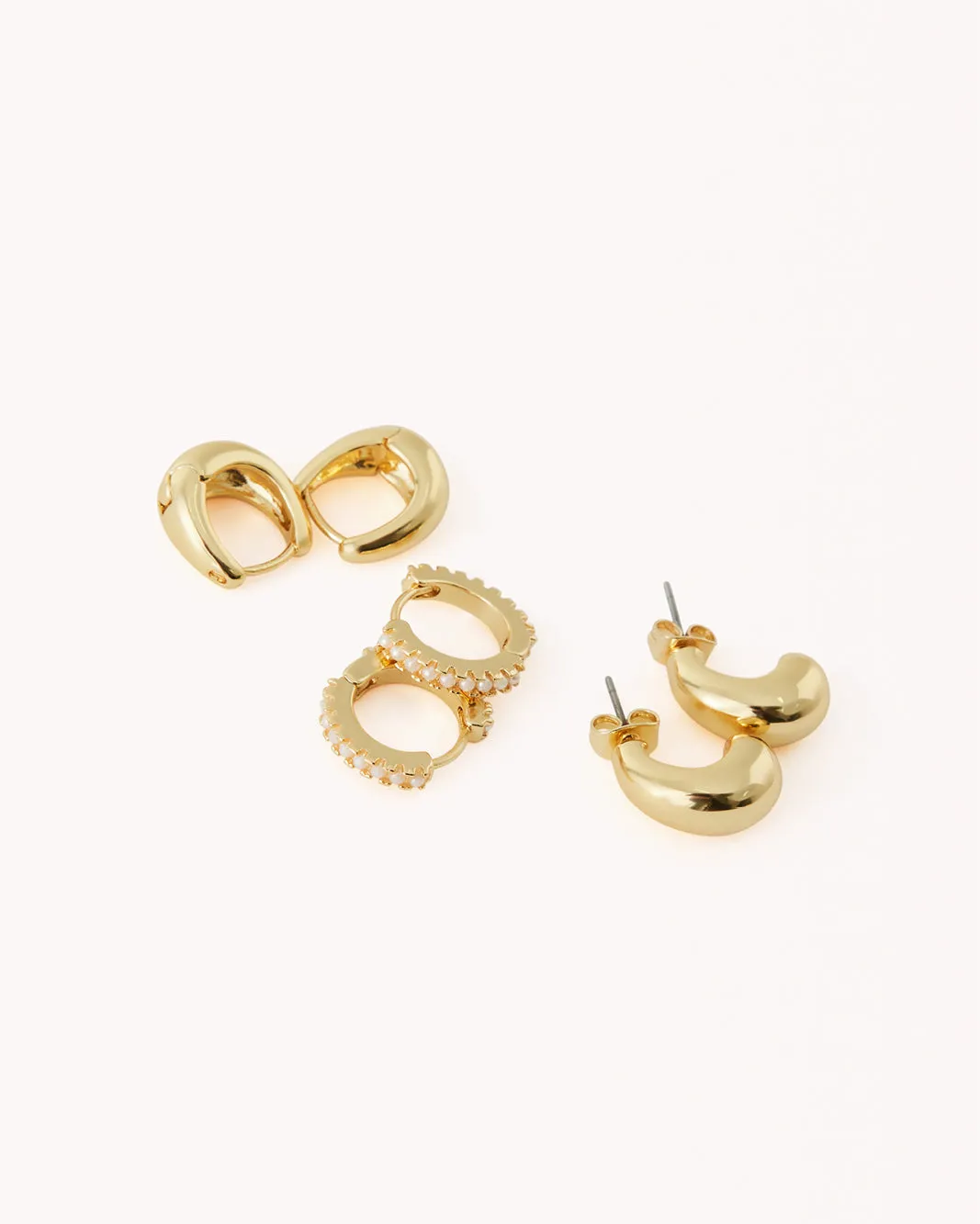 EVERLEIGH EARRING 3 PACK - GOLD PLATED 18K