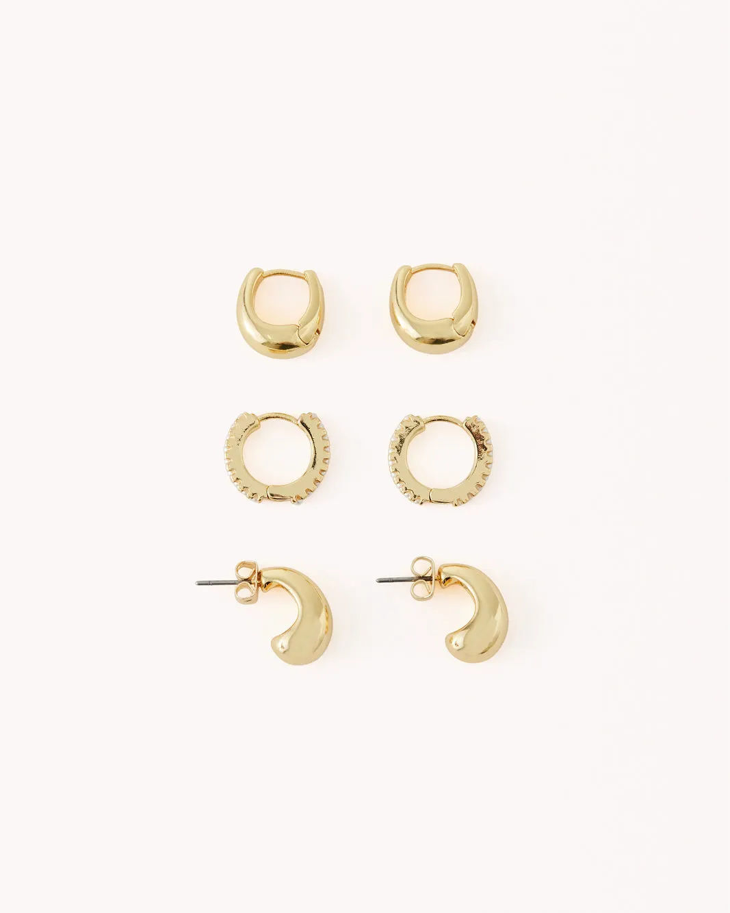 EVERLEIGH EARRING 3 PACK - GOLD PLATED 18K