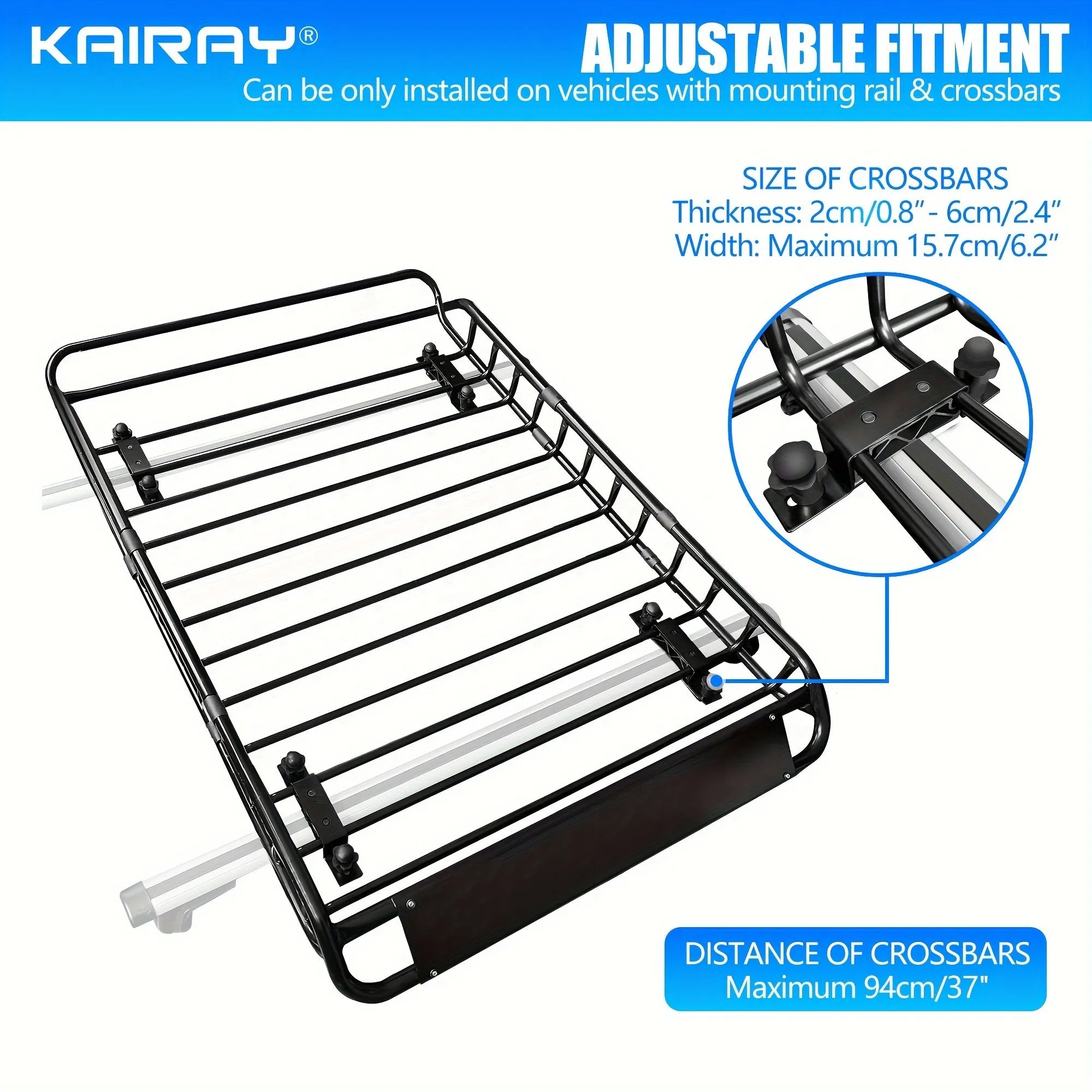 Extendable Roof Rack Cargo Basket for SUVs/Trucks with Waterproof Bag & Ratchet Straps