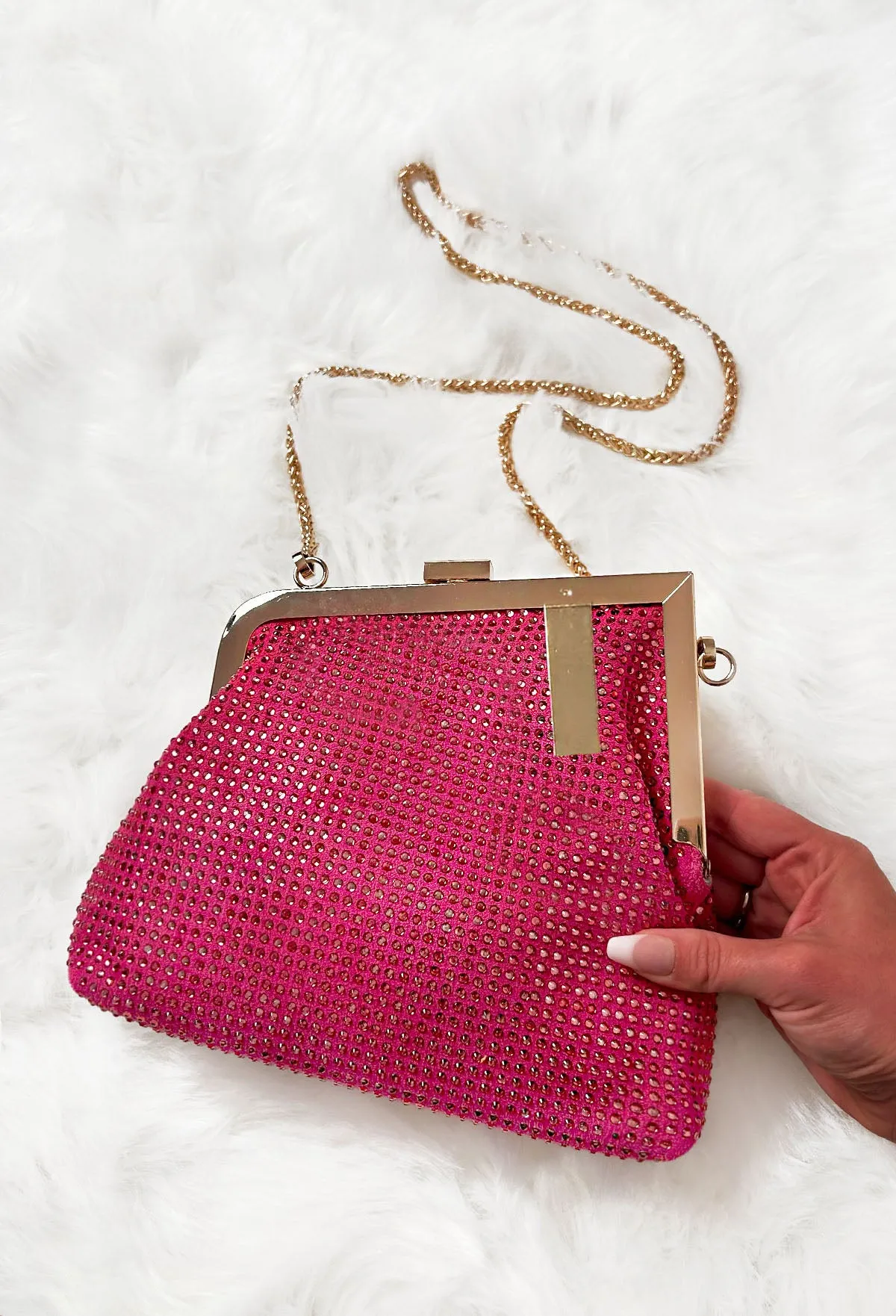 Feelings For Me Hot Pink Embellished Clutch Bag