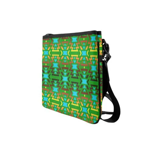 Fire Colors and Sky Green Slim Clutch Bag