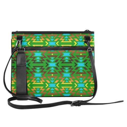 Fire Colors and Sky Green Slim Clutch Bag