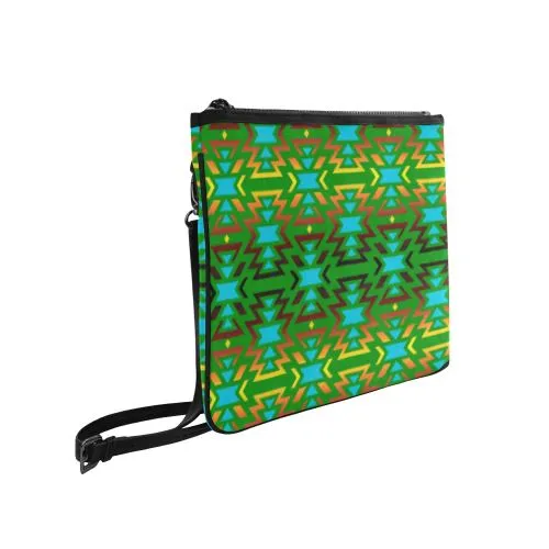 Fire Colors and Sky Green Slim Clutch Bag