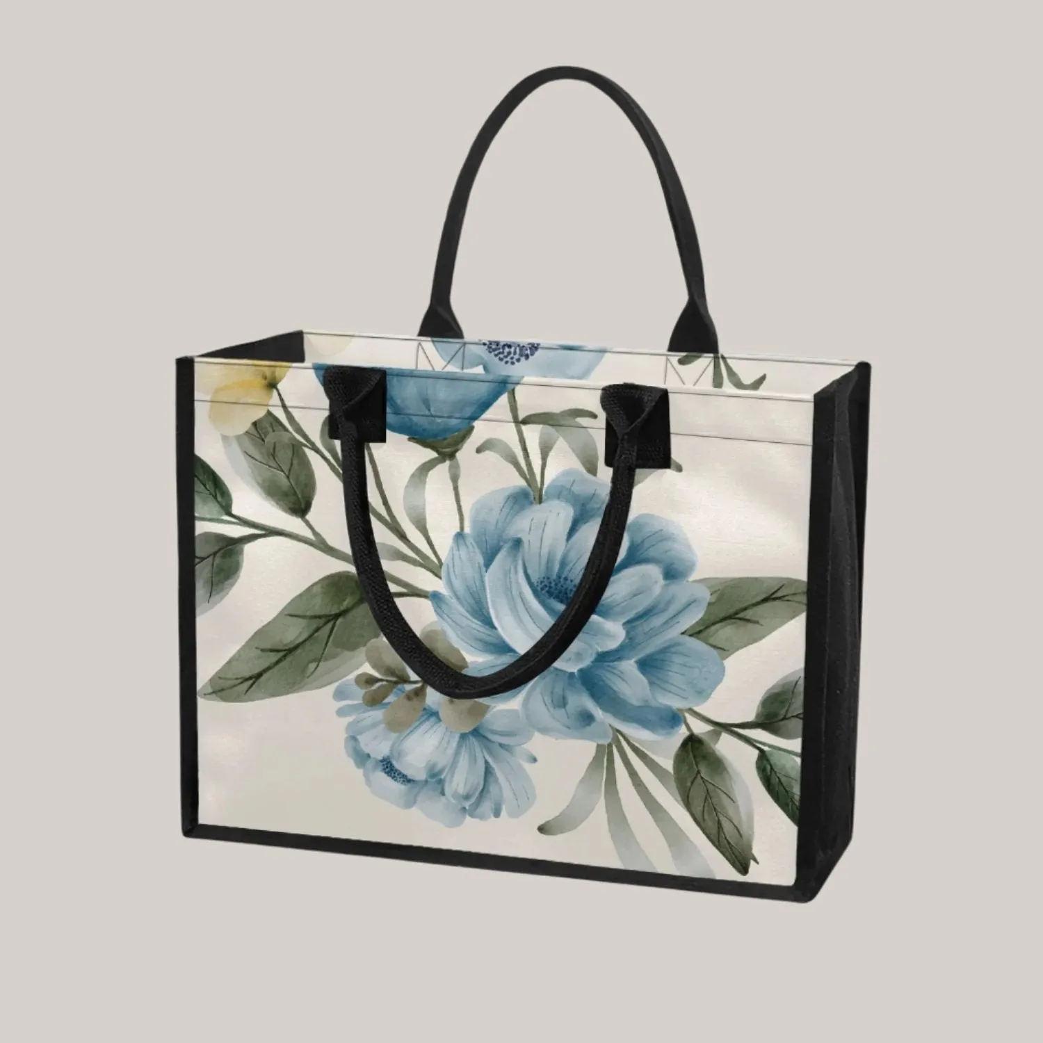 Floral Blue Reusable Shopping Tote Bag