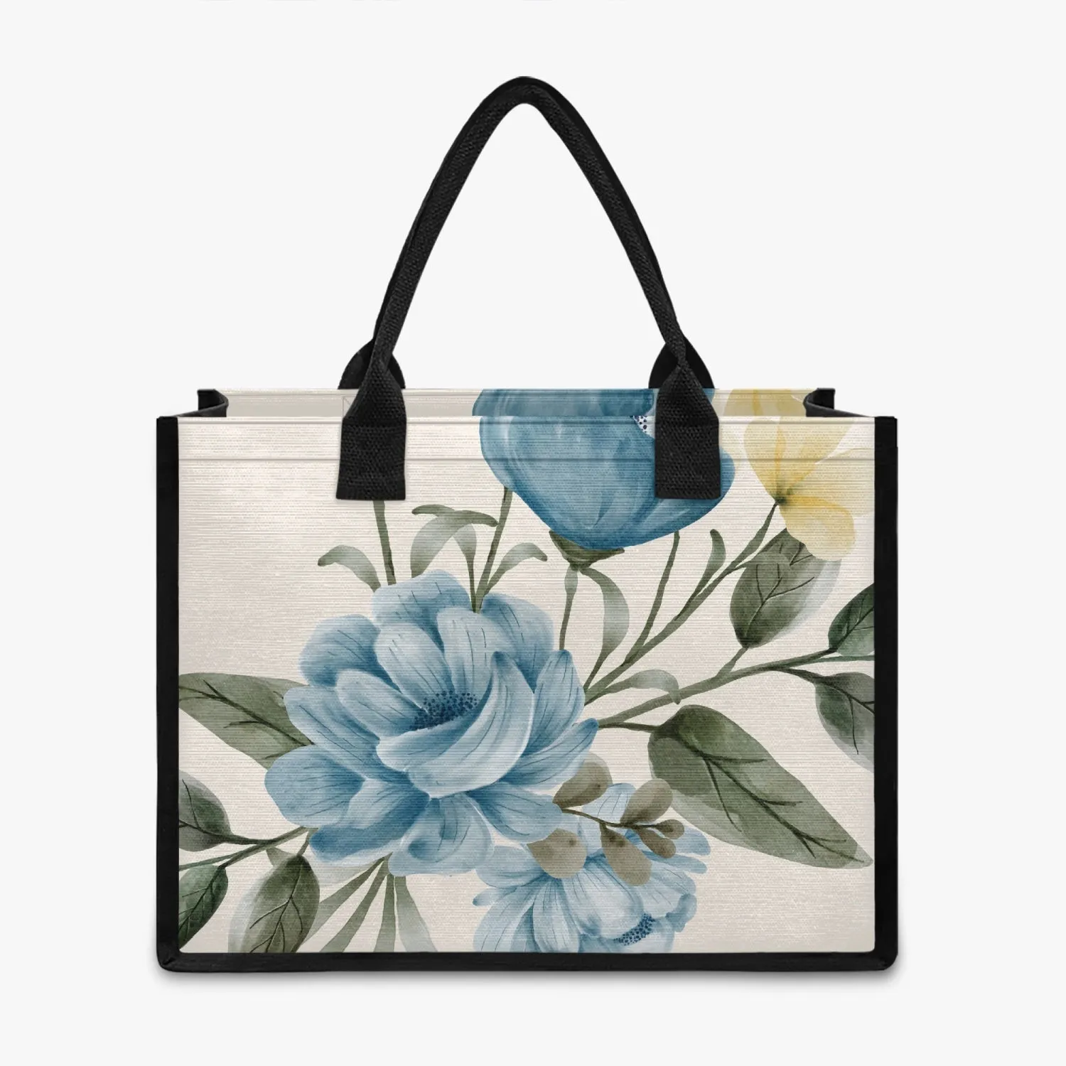 Floral Blue Reusable Shopping Tote Bag