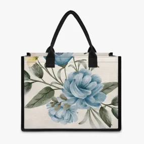 Floral Blue Reusable Shopping Tote Bag