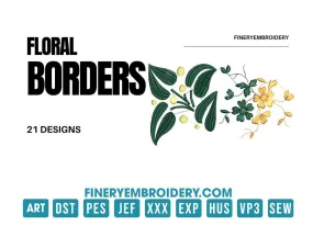 Floral borders: Embroidery Design Pack