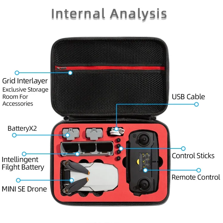 For DJI Mini SE Shockproof Carrying Hard Case Storage Bag, Size: 21.5 x 29.5 x 10cm(Grey   Red Liner)