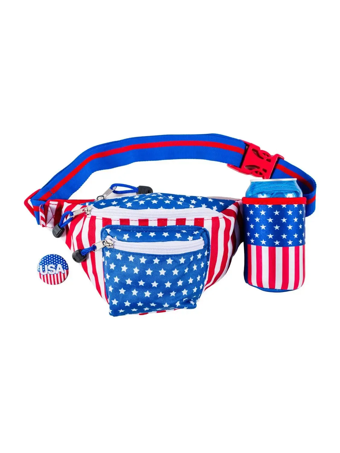 Freedom American Flag Fanny Pack USA w/ Drink Holder