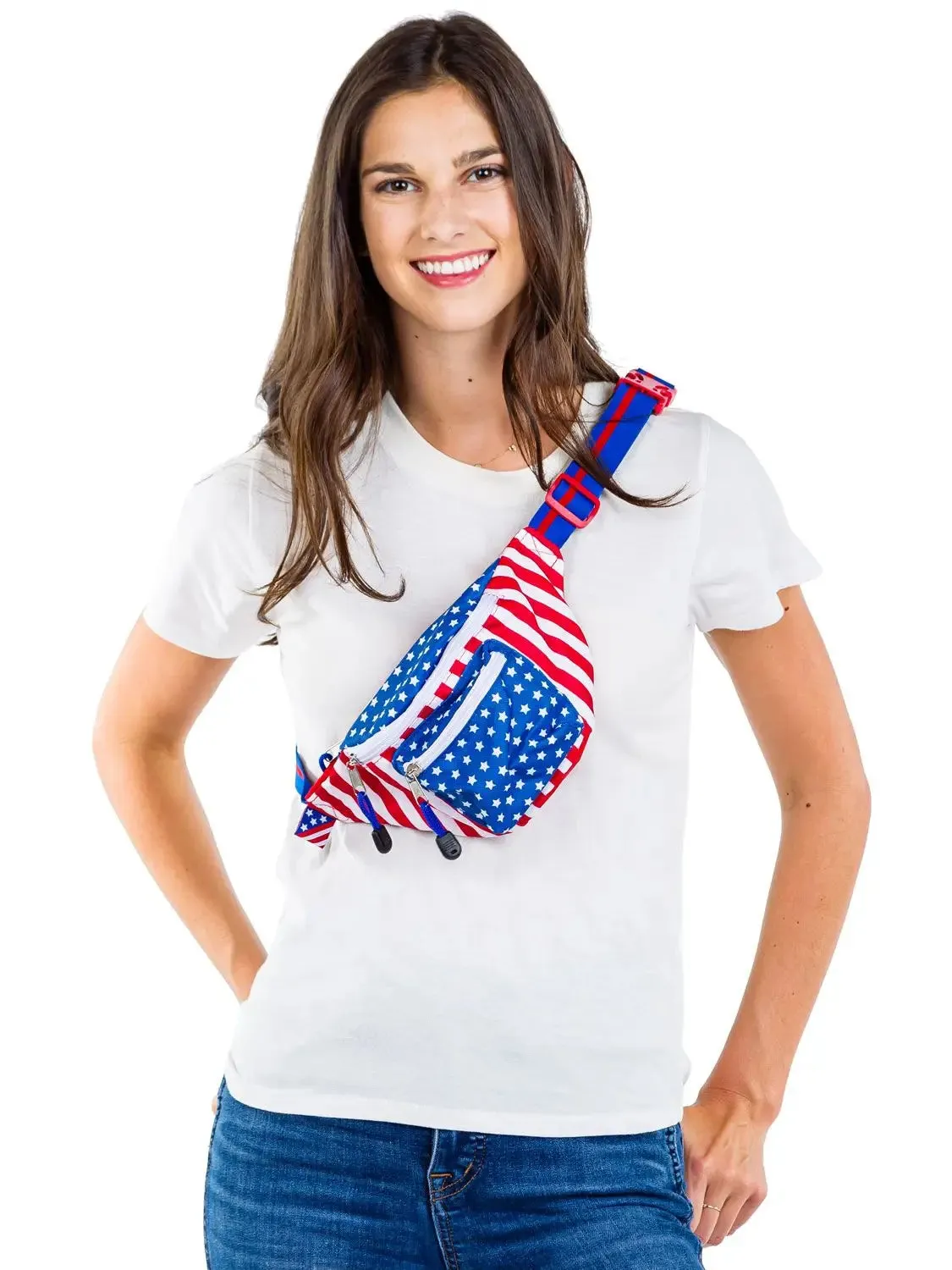 Freedom American Flag Fanny Pack USA w/ Drink Holder