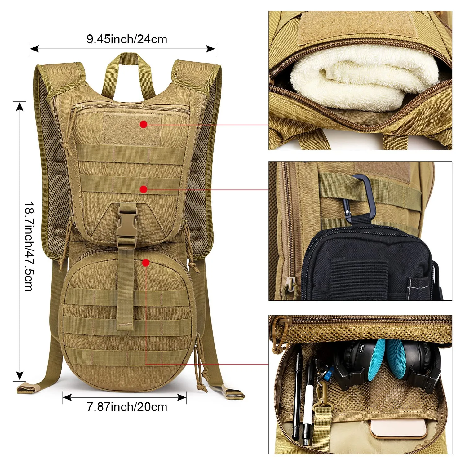 G4Free Military Tactical Hydration Backpack with 3L Upgraded Bladder