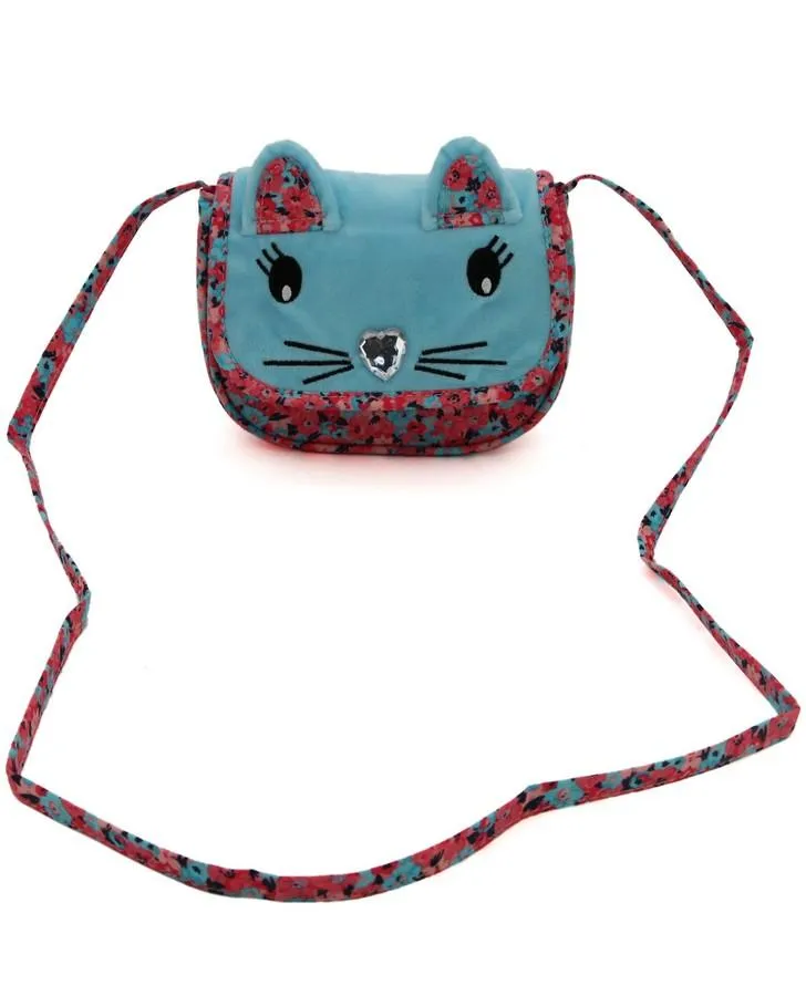 Girl's Blue Critter Cat Crossbody Purse