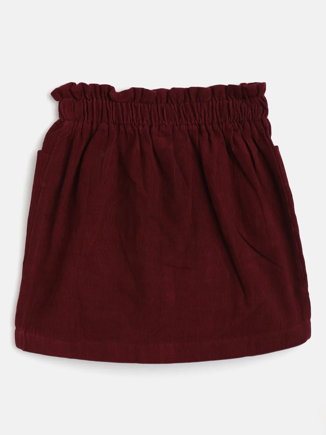 Girls Burgundy Corduroy Paper Bag Skirt