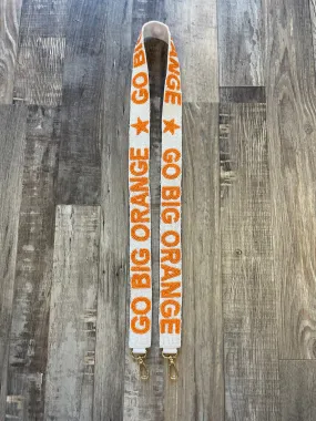 Go Big Orange Beaded Purse Strap - White