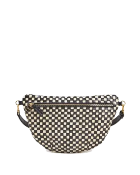 Grande Fanny Bag in Black & Cream Woven Checker