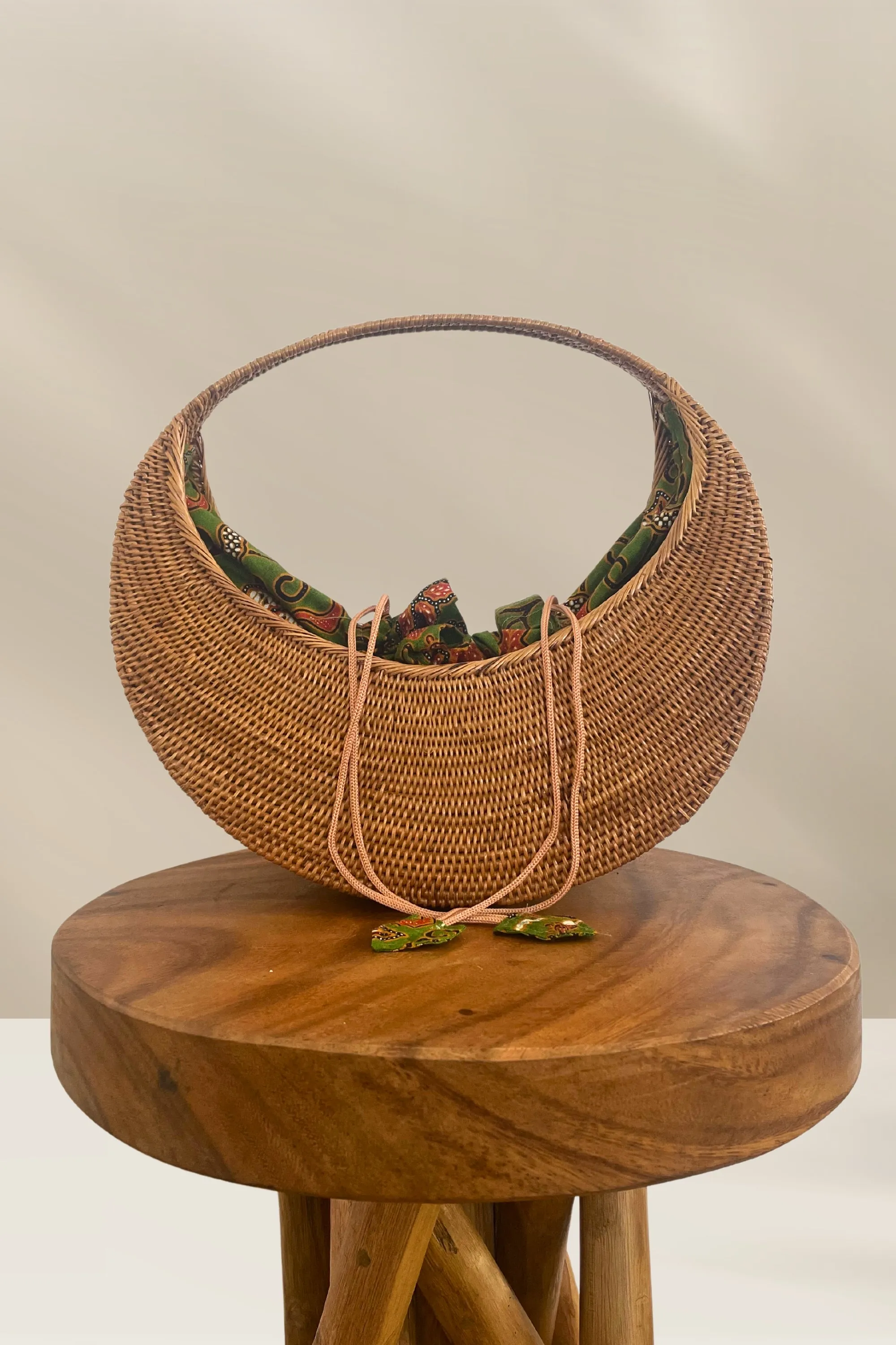 Half Moon Rattan Clutch