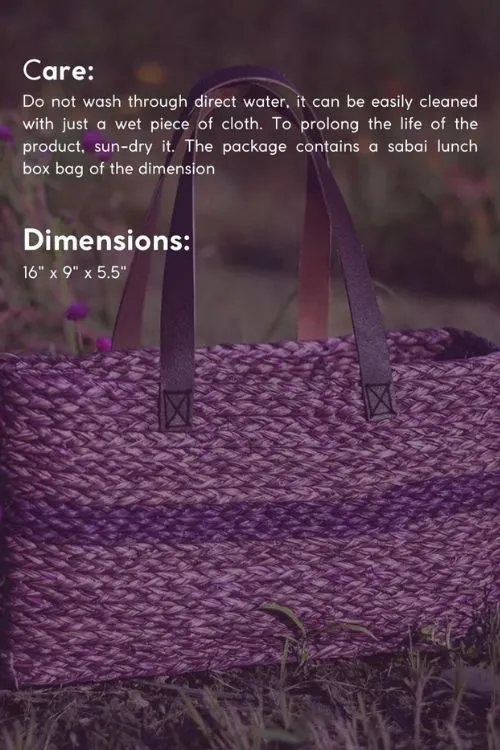 Handmade Sabai Grass Shopping Bag - Lavender