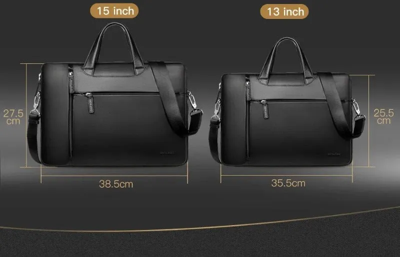 Hight Quality Leather Briefcase Business Style Waterproof Shoulder Bag For Macbook Pro