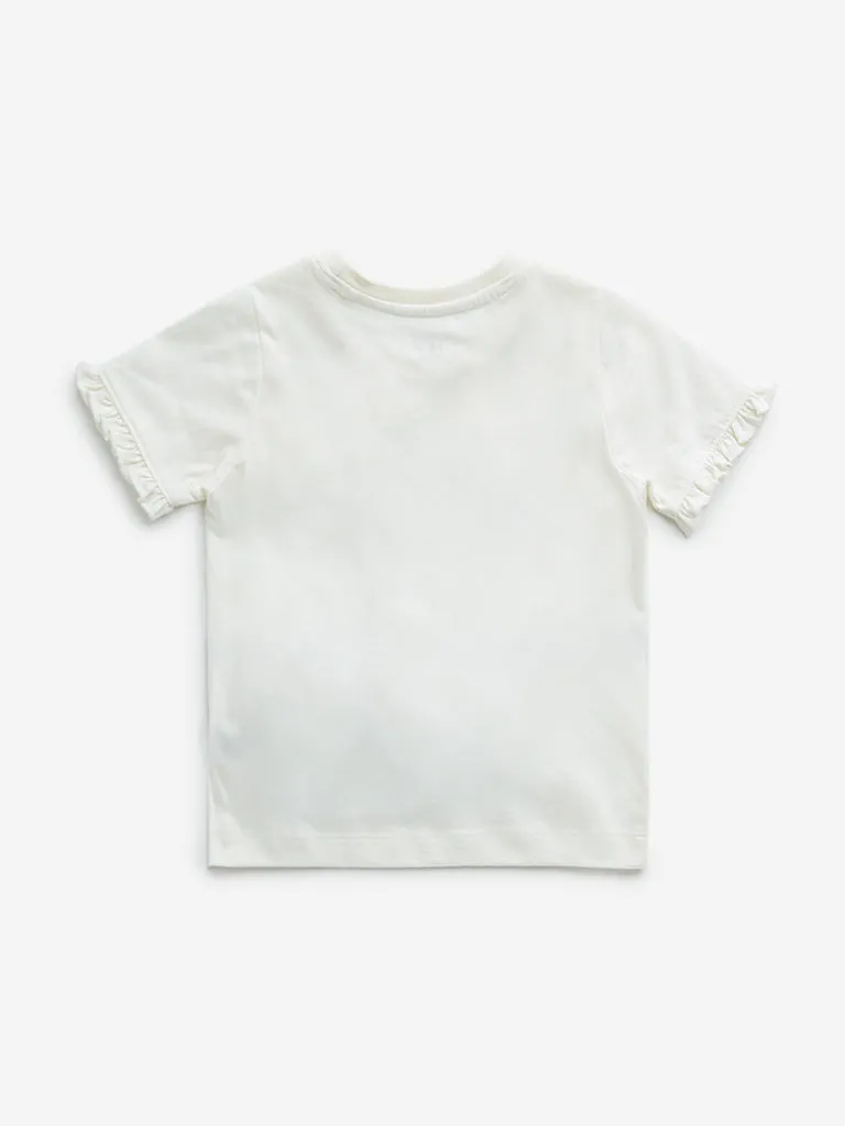 HOP Kids Off-White Text-Printed Fanny Pack Cotton T-Shirt