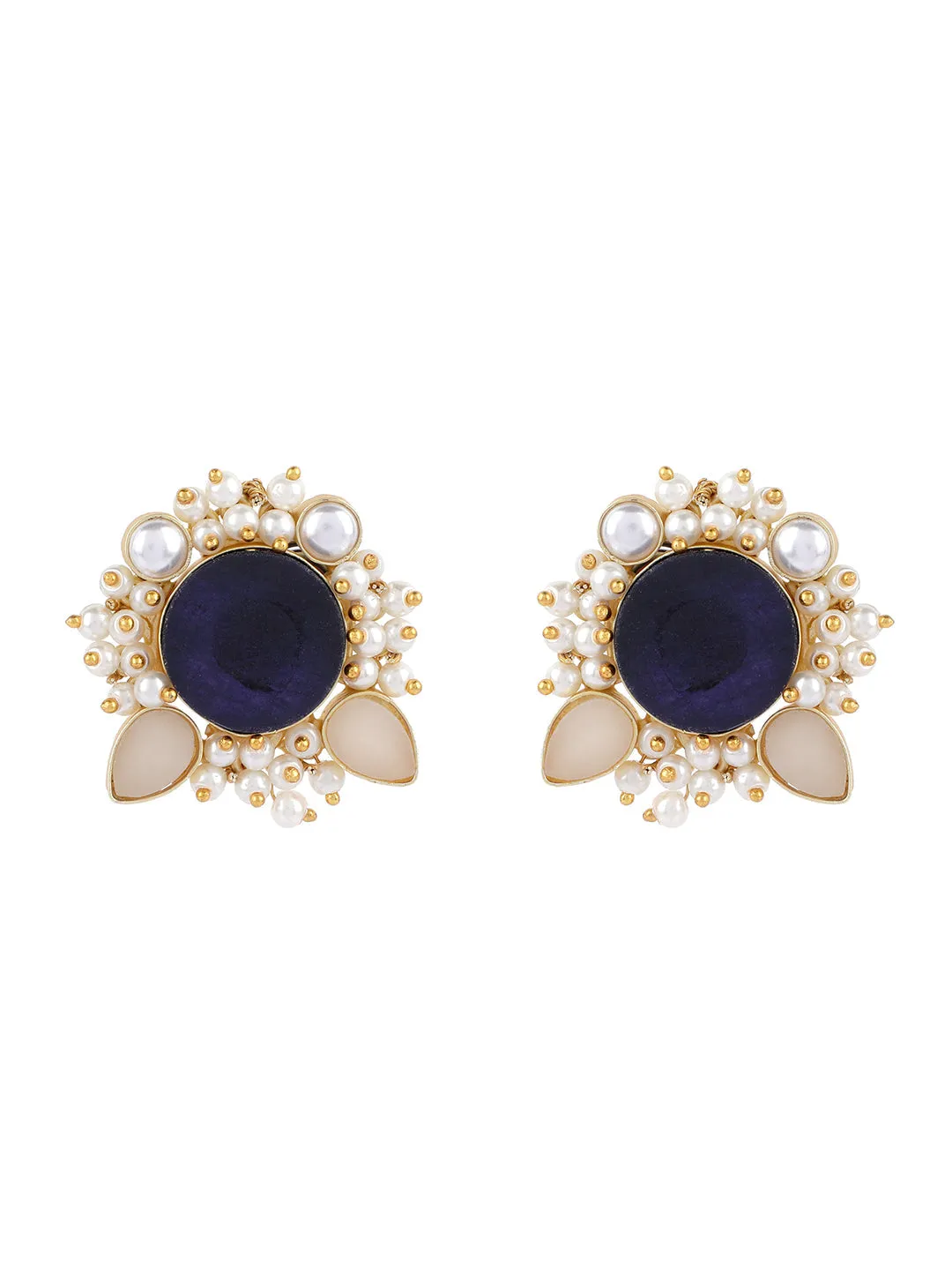 Ishin Gold Plated Pearl Circular Shaped Stud