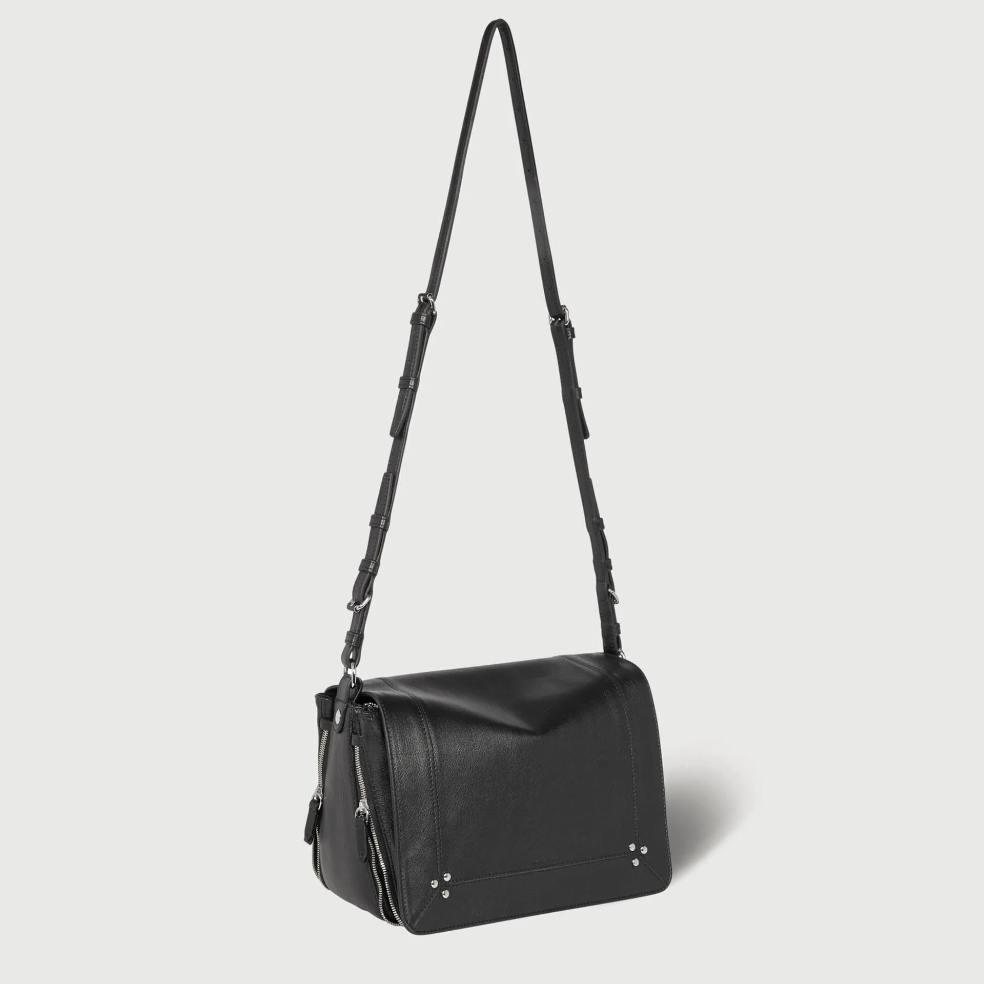 JEROME DREYFUSS SHOULDER BAG IGOR BU NOIR SILVER BLACK