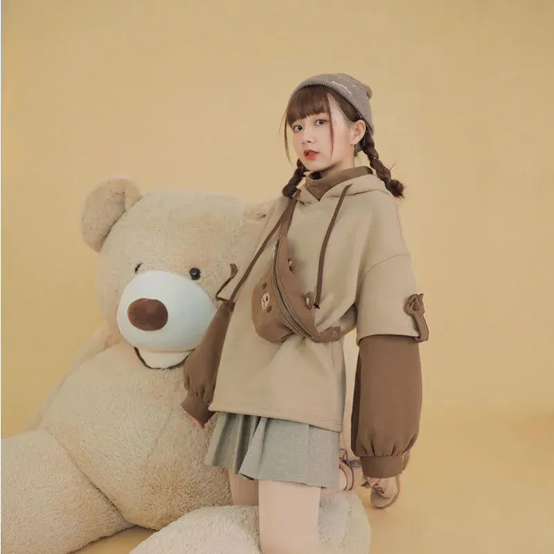 Kawaii Harajuku Fanny Pack Bear Sweatshirt Hoodie